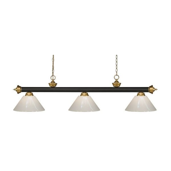Riviera 3 Light Billiard Light, Bronze + Satin Gold & White